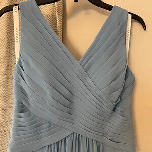 Azazie Steel Blue A-Line Pleated Chiffon Dress-size 4